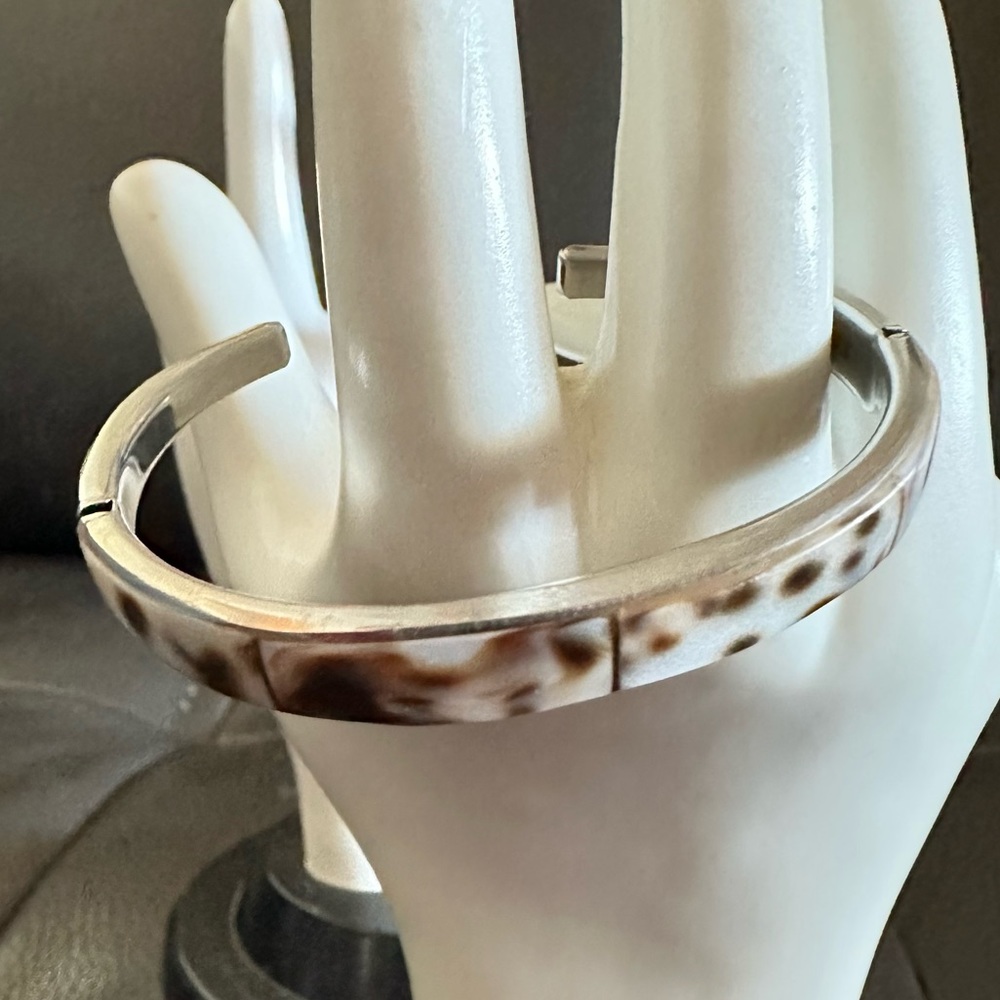 Shell Silver Tone Metal Cuff Bracelet - image 7